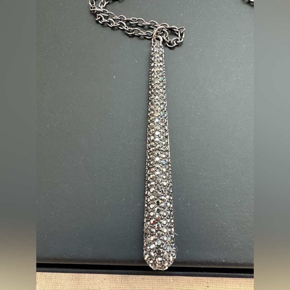Fashion Necklace gun plated metal with black coloured crystals